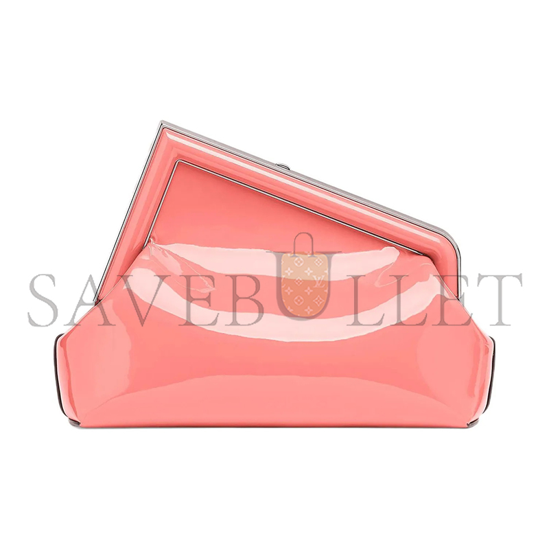 FENDI FIRST MIDI OVERSIZED F METAL CLIP PATENT LEATHER SHOULDER CROSSBODY CLUTCH 8BP137ANSNF1K3A (32.5*23.5*15cm)